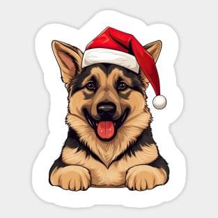 Christmas Peeking German Shepherd Dog Sticker